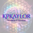 A digital graphic featuring a glowing, stylized brain inside a circular geometric flower pattern. The text 'KPKAYLOR' is displayed prominently in a purple and cyan 3D-effect font, with 'Products & Services' written underneath in a purple script font.